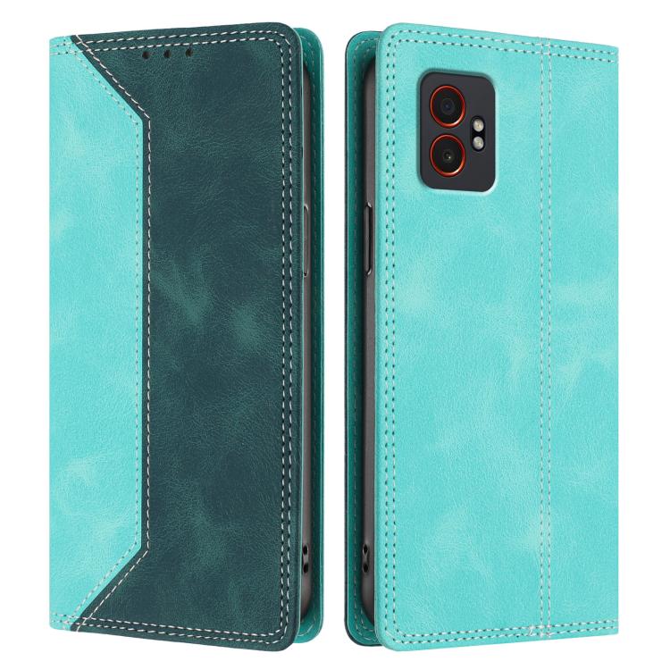 For Galaxy XCover7 Pro Skin Feel Two-tone RFID Blocking Vegan Leather Phone Case