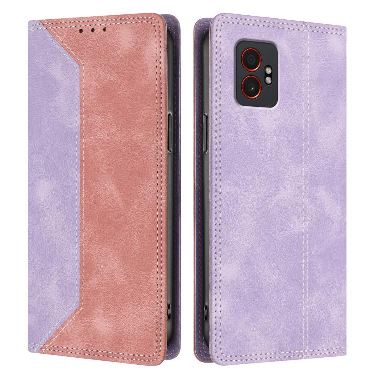 For Galaxy XCover7 Pro Skin Feel Two-tone RFID Blocking Vegan Leather Phone Case