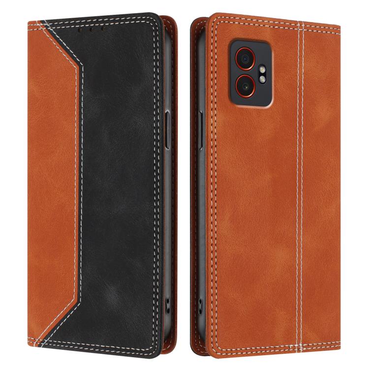 For Galaxy XCover7 Pro Skin Feel Two-tone RFID Blocking Vegan Leather Phone Case