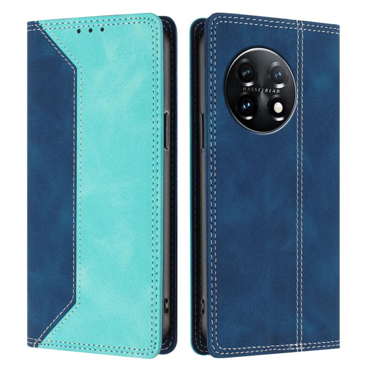 For OnePlus 11 Skin Feel Two-tone RFID Blocking Vegan Leather Phone Case