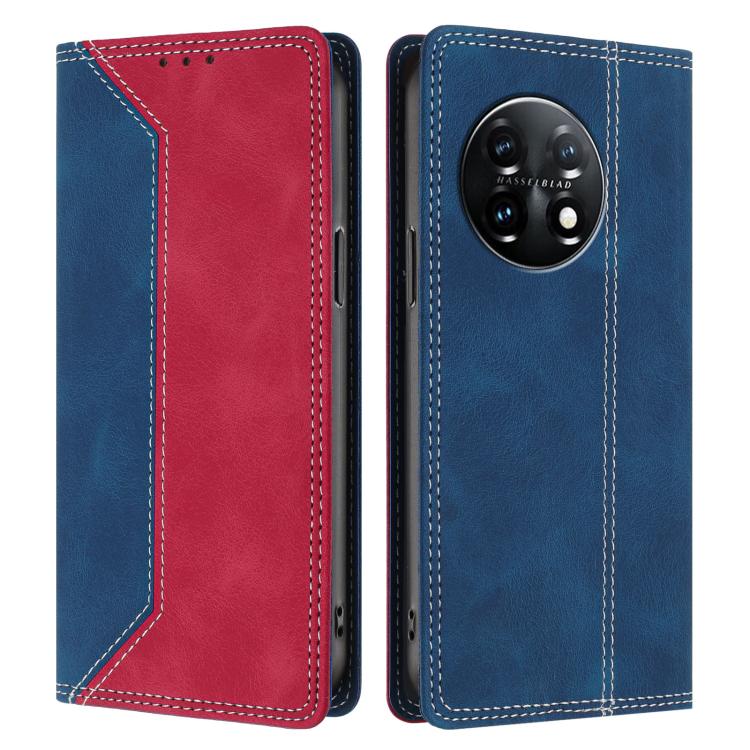For OnePlus 11 Skin Feel Two-tone RFID Blocking Vegan Leather Phone Case