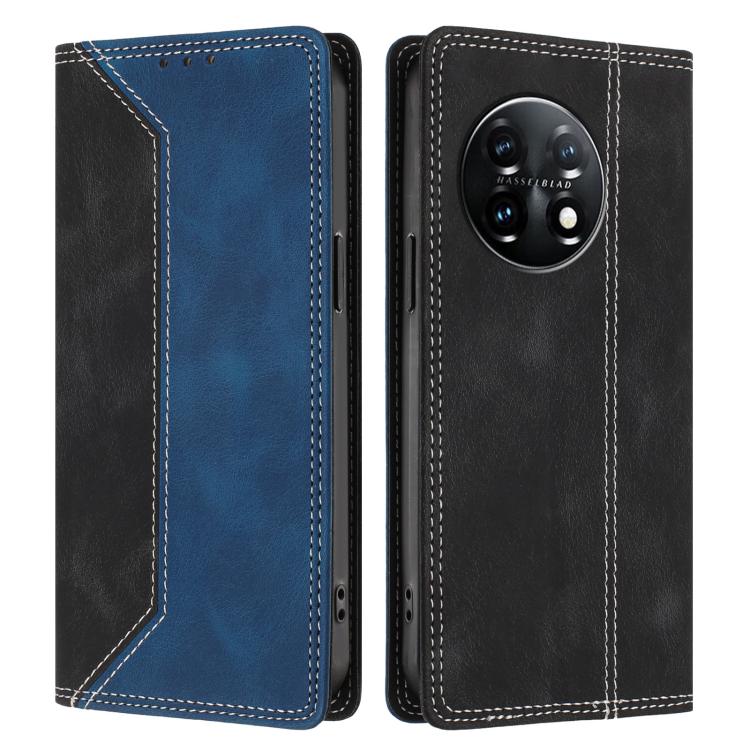 For OnePlus 11 Skin Feel Two-tone RFID Blocking Vegan Leather Phone Case