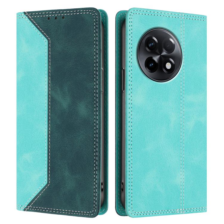 For OnePlus 11R Skin Feel Two-tone RFID Blocking Vegan Leather Phone Case