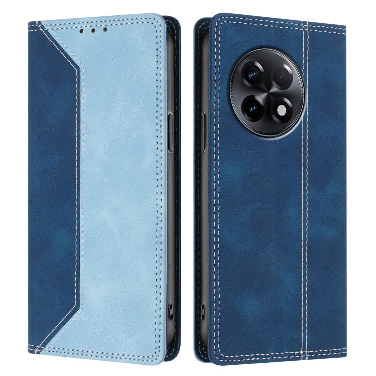 For OnePlus 11R Skin Feel Two-tone RFID Blocking Vegan Leather Phone Case