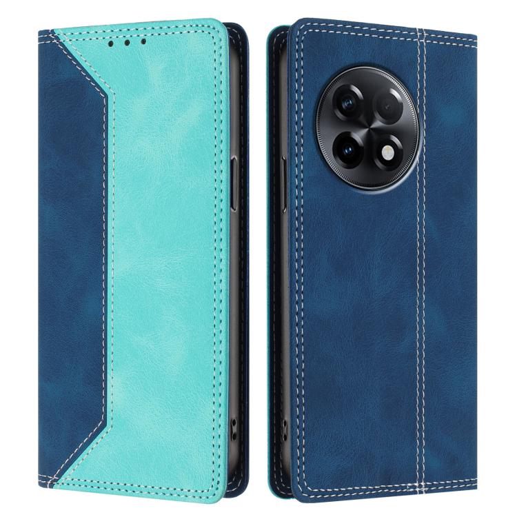 For OnePlus 11R Skin Feel Two-tone RFID Blocking Vegan Leather Phone Case