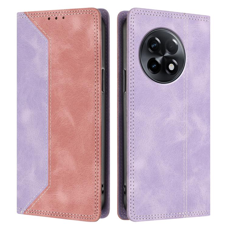 For OnePlus 11R Skin Feel Two-tone RFID Blocking Vegan Leather Phone Case