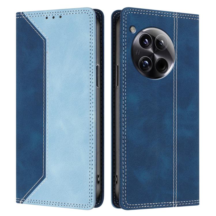 For OnePlus 12 Skin Feel Two-tone RFID Blocking Vegan Leather Phone Case