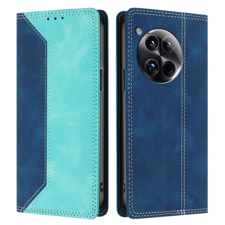 For OnePlus 12 Skin Feel Two-tone RFID Blocking Vegan Leather Phone Case