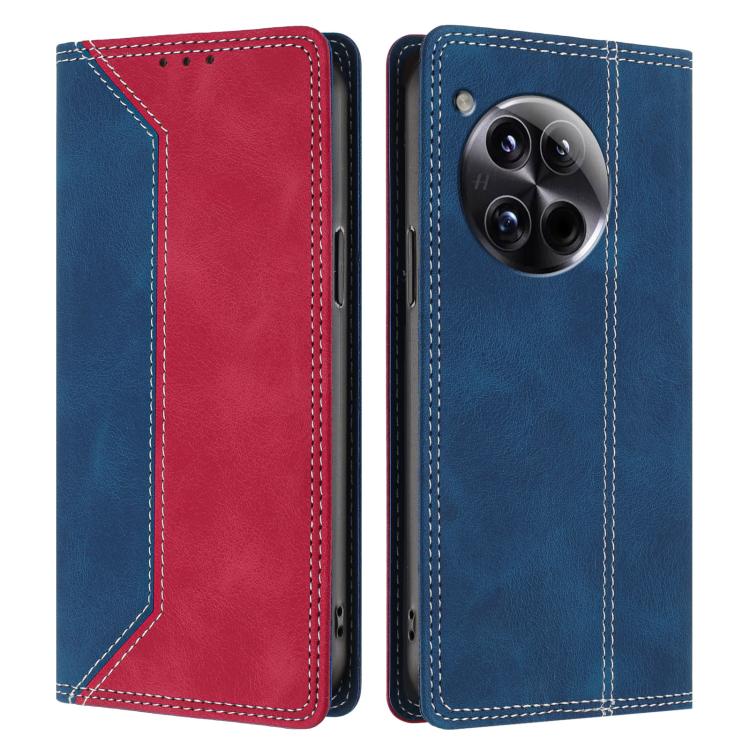 For OnePlus 12 Skin Feel Two-tone RFID Blocking Vegan Leather Phone Case