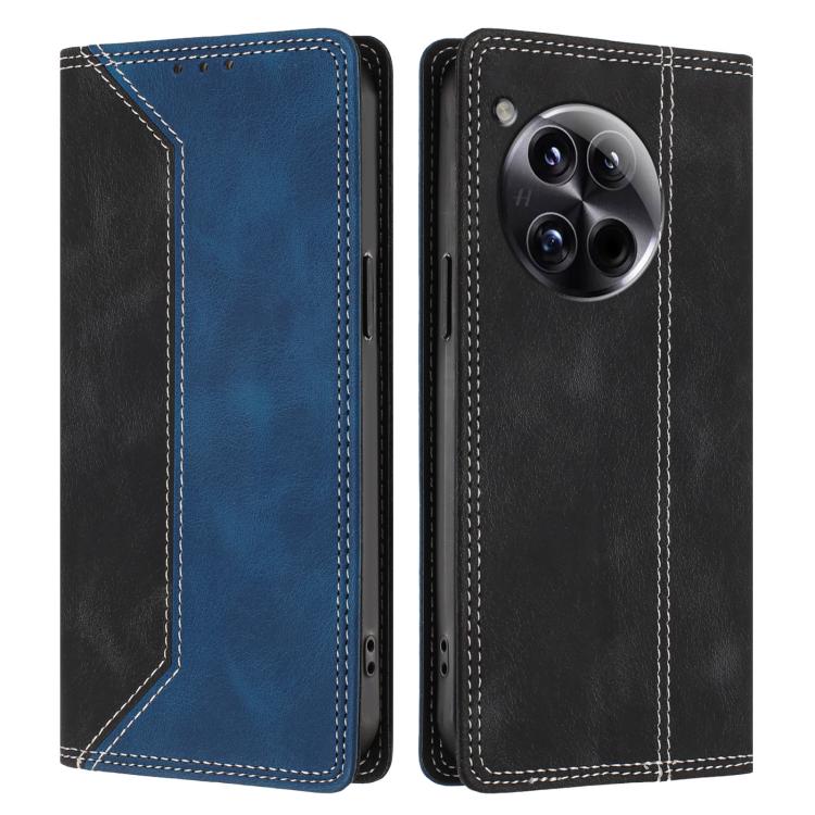 For OnePlus 12 Skin Feel Two-tone RFID Blocking Vegan Leather Phone Case