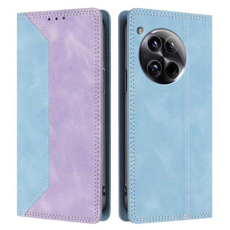 For OnePlus 12 Skin Feel Two-tone RFID Blocking Vegan Leather Phone Case