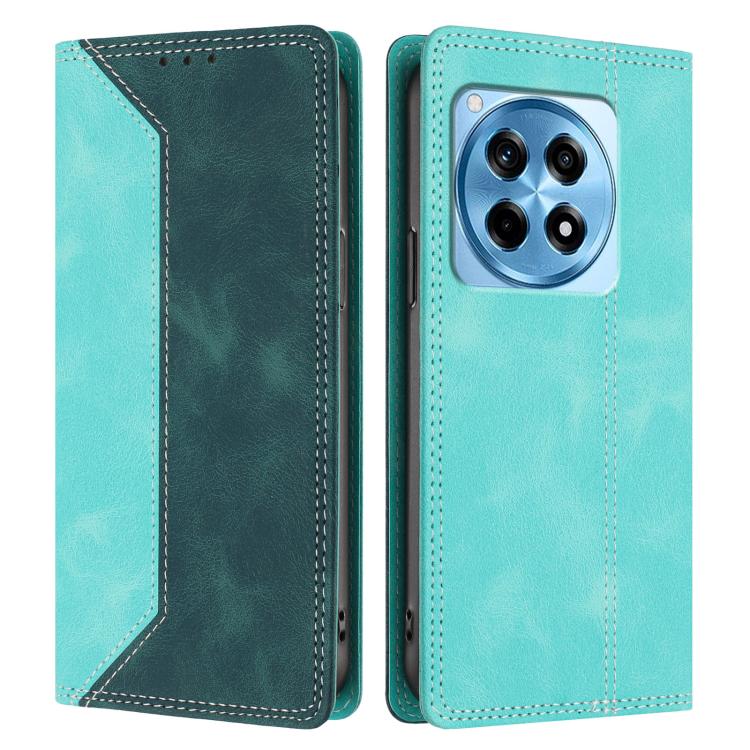 For OnePlus 12R Skin Feel Two-tone RFID Blocking Vegan Leather Phone Case