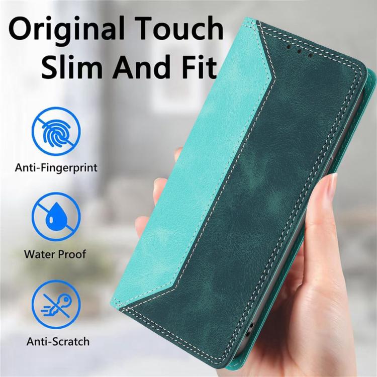 For OnePlus 12R Skin Feel Two-tone RFID Blocking Vegan Leather Phone Case