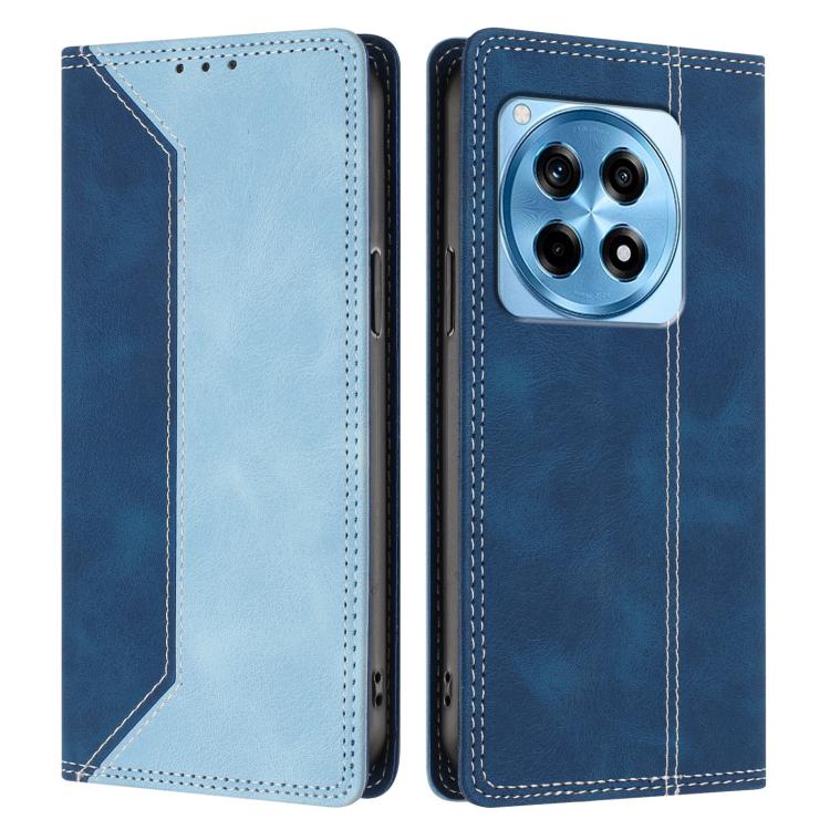For OnePlus 12R Skin Feel Two-tone RFID Blocking Vegan Leather Phone Case