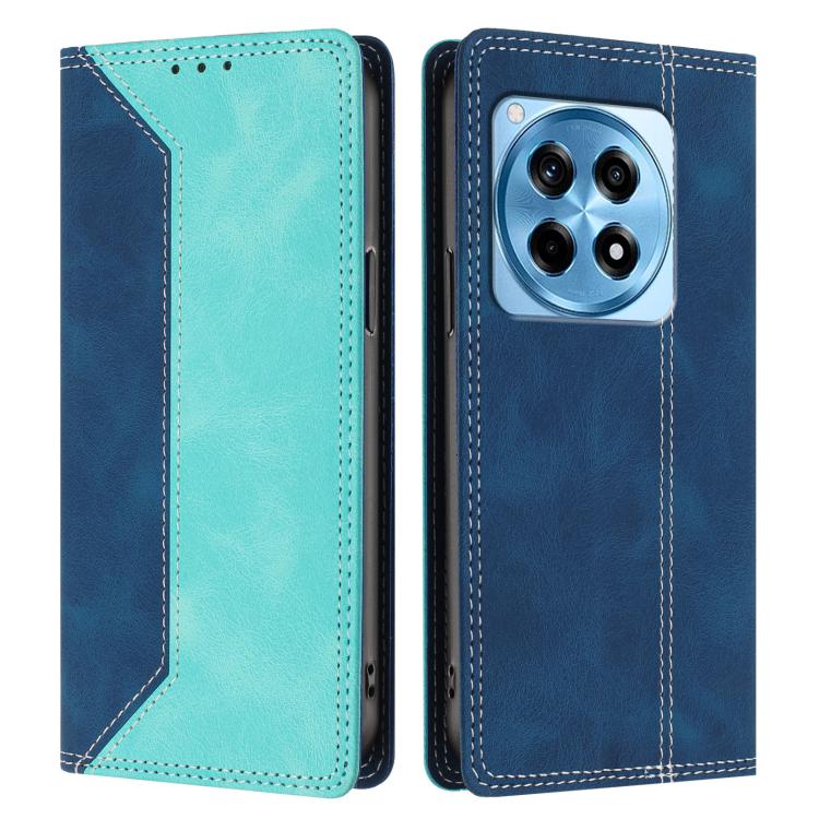 For OnePlus 12R Skin Feel Two-tone RFID Blocking Vegan Leather Phone Case