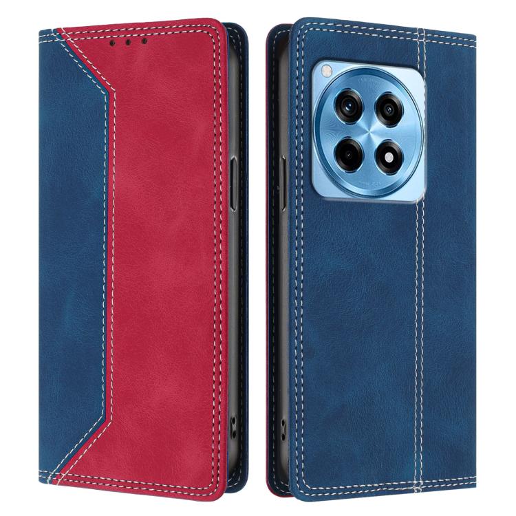 For OnePlus 12R Skin Feel Two-tone RFID Blocking Vegan Leather Phone Case