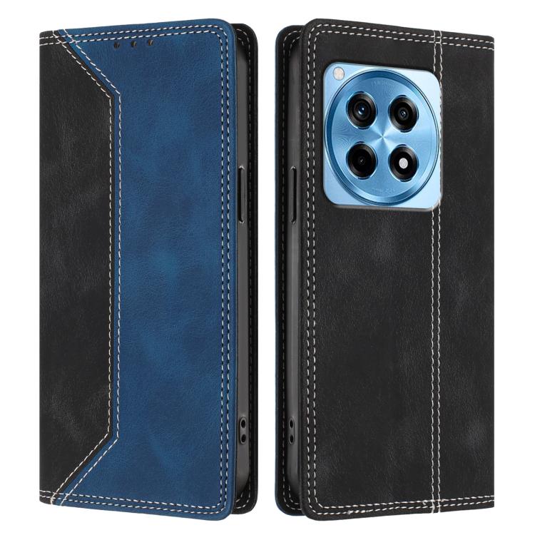 For OnePlus 12R Skin Feel Two-tone RFID Blocking Vegan Leather Phone Case