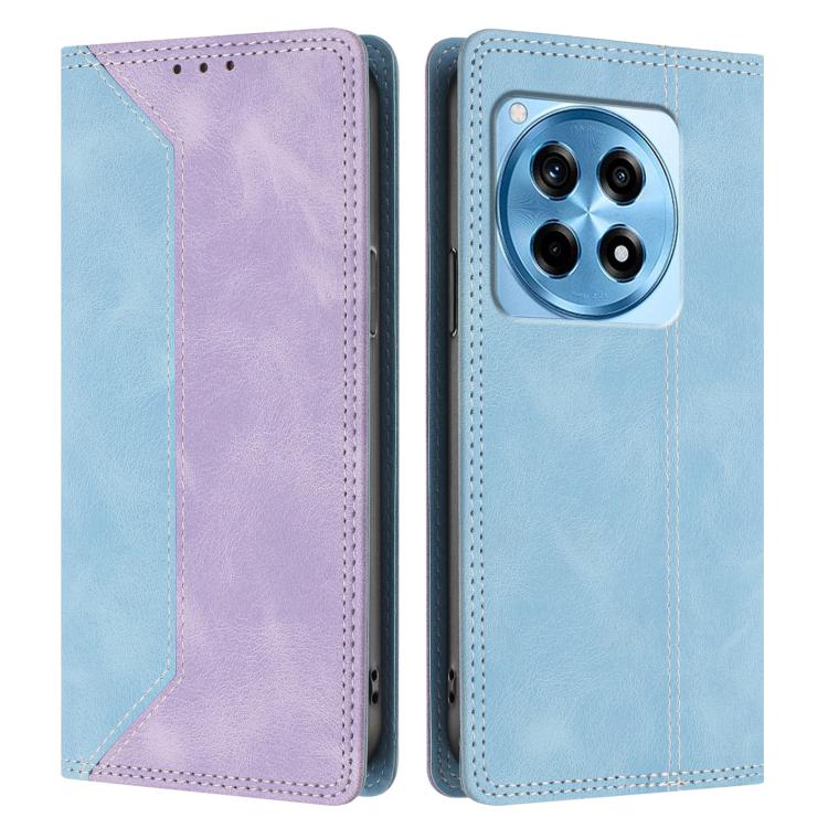 For OnePlus 12R Skin Feel Two-tone RFID Blocking Vegan Leather Phone Case
