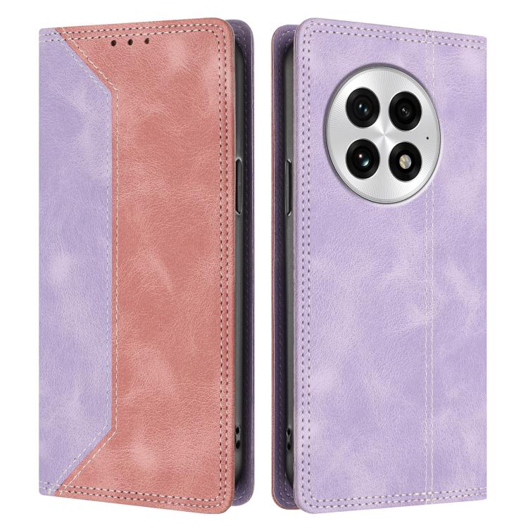 For OnePlus 13 Skin Feel Two-tone RFID Blocking Vegan Leather Phone Case