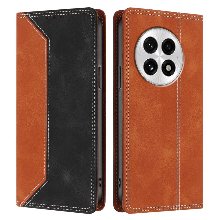 For OnePlus 13 Skin Feel Two-tone RFID Blocking Vegan Leather Phone Case