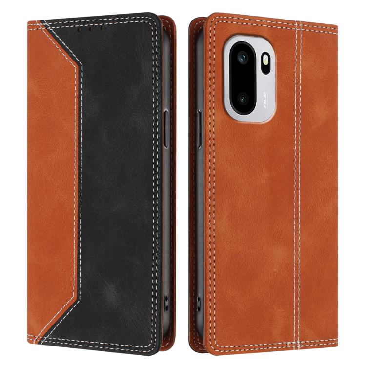 For OnePlus 15R Skin Feel Two-tone RFID Blocking Vegan Leather Phone Case