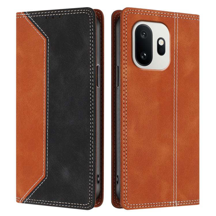 For OnePlus 15T Skin Feel Two-tone RFID Blocking Vegan Leather Phone Case