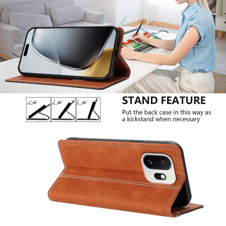 For OnePlus 15T Skin Feel Two-tone RFID Blocking Vegan Leather Phone Case
