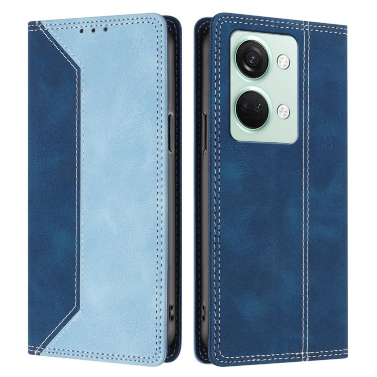 For OnePlus Ace 2V / Nord 3 Skin Feel Two-tone RFID Blocking Vegan Leather Phone Case