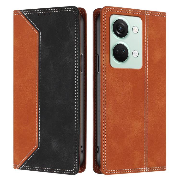 For OnePlus Ace 2V / Nord 3 Skin Feel Two-tone RFID Blocking Vegan Leather Phone Case