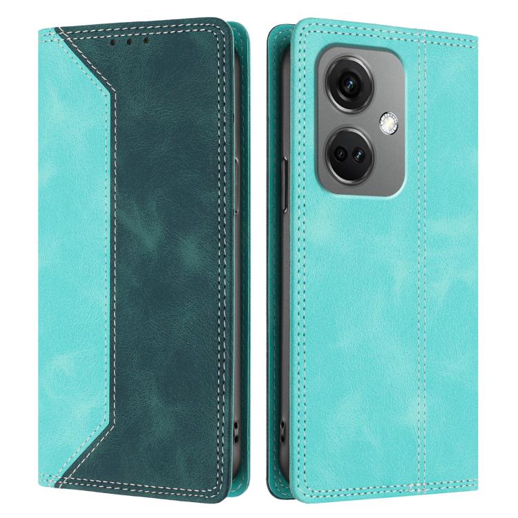 For OnePlus Nord CE3 Skin Feel Two-tone RFID Blocking Vegan Leather Phone Case