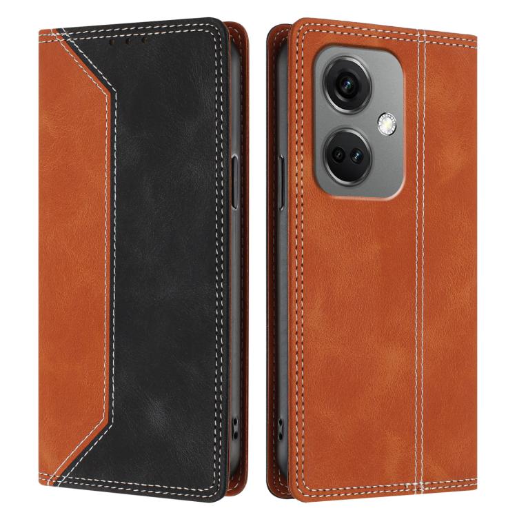 For OnePlus Nord CE3 Skin Feel Two-tone RFID Blocking Vegan Leather Phone Case