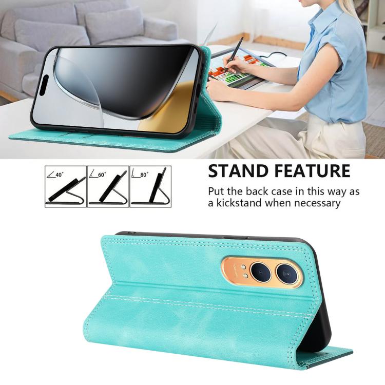For OnePlus Nord CE4 Lite Skin Feel Two-tone RFID Blocking Vegan Leather Phone Case