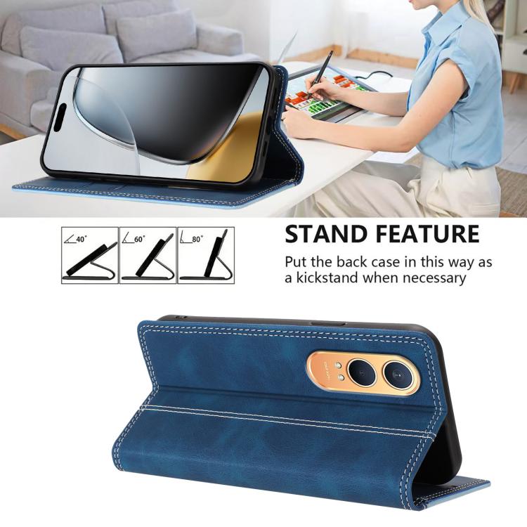For OnePlus Nord CE4 Lite Skin Feel Two-tone RFID Blocking Vegan Leather Phone Case