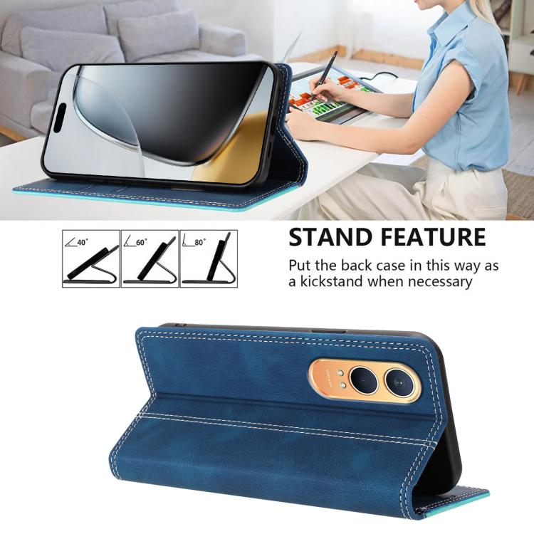 For OnePlus Nord CE4 Lite Skin Feel Two-tone RFID Blocking Vegan Leather Phone Case