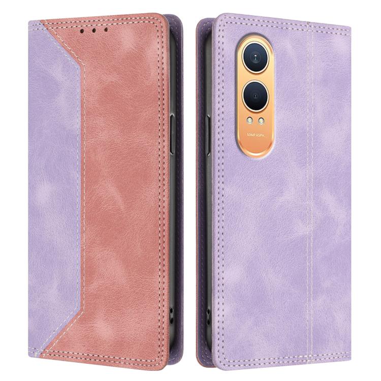 For OnePlus Nord CE4 Lite Skin Feel Two-tone RFID Blocking Vegan Leather Phone Case