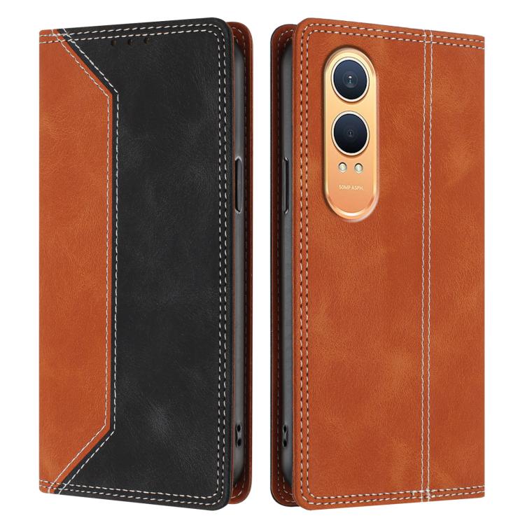 For OnePlus Nord CE4 Lite Skin Feel Two-tone RFID Blocking Vegan Leather Phone Case