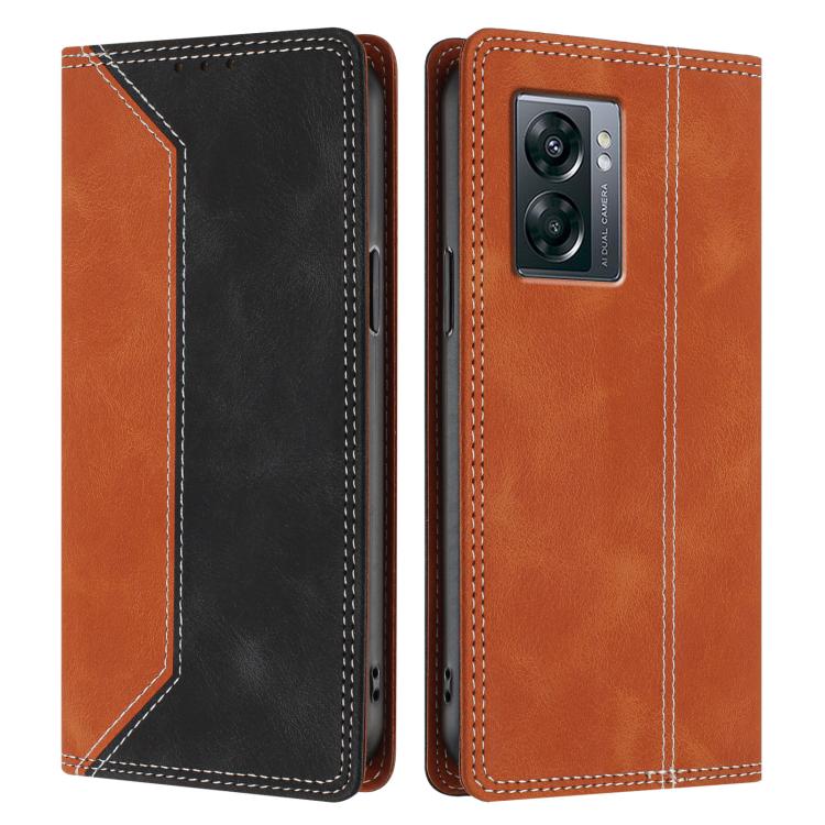 For OnePlus Nord N300 Skin Feel Two-tone RFID Blocking Vegan Leather Phone Case