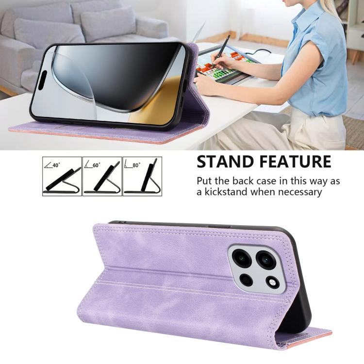 For OnePlus Nord 6 Skin Feel Two-tone RFID Blocking Vegan Leather Phone Case