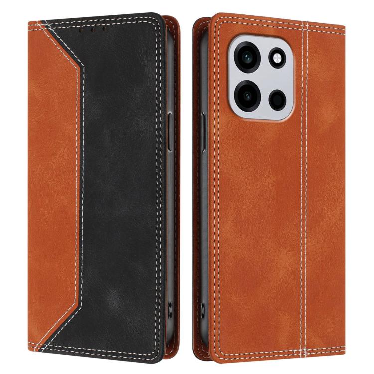 For OnePlus Nord 6 Skin Feel Two-tone RFID Blocking Vegan Leather Phone Case