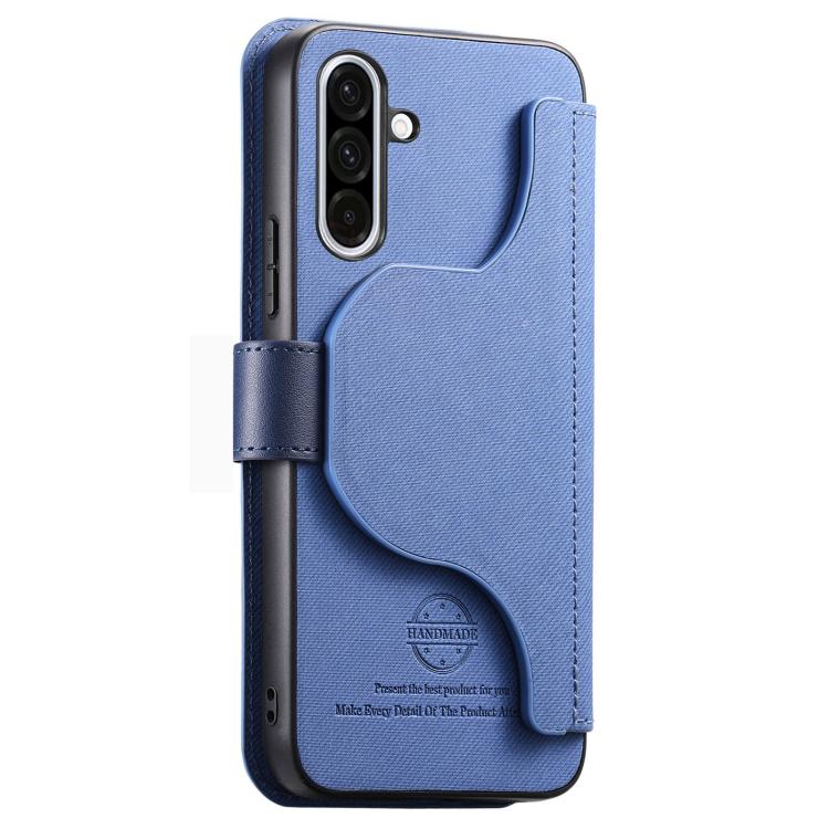 For Galaxy M56 5G Twill Fabric MagSafe RFID Anti-theft Zipper Wallet Leather Phone Case