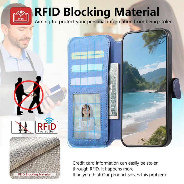 For Galaxy M56 5G Twill Fabric MagSafe RFID Anti-theft Zipper Wallet Leather Phone Case