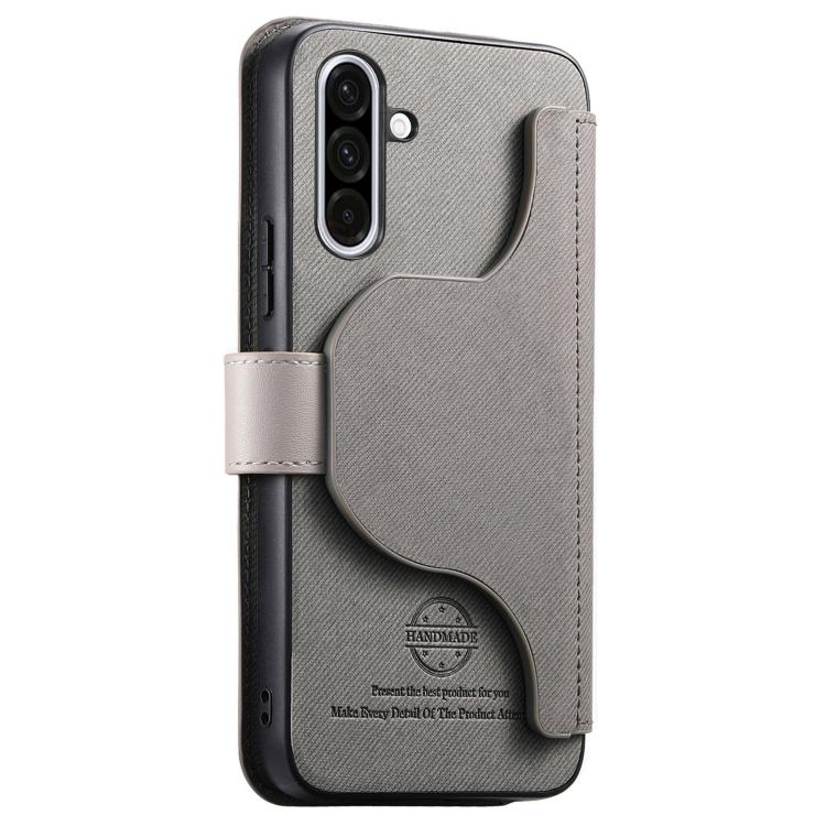 For Galaxy M56 5G Twill Fabric MagSafe RFID Anti-theft Zipper Wallet Leather Phone Case