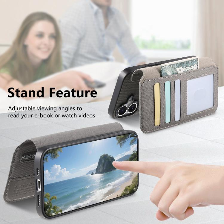 For Galaxy M56 5G Twill Fabric MagSafe RFID Anti-theft Zipper Wallet Leather Phone Case