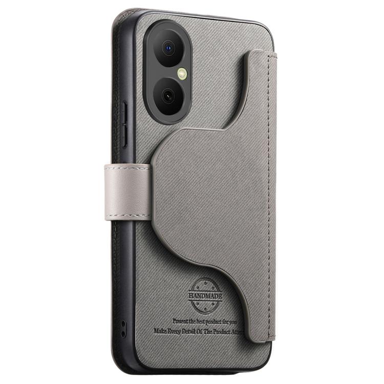 For Huawei Enjoy 80 Twill Fabric MagSafe RFID Anti-theft Zipper Wallet Leather Phone Case