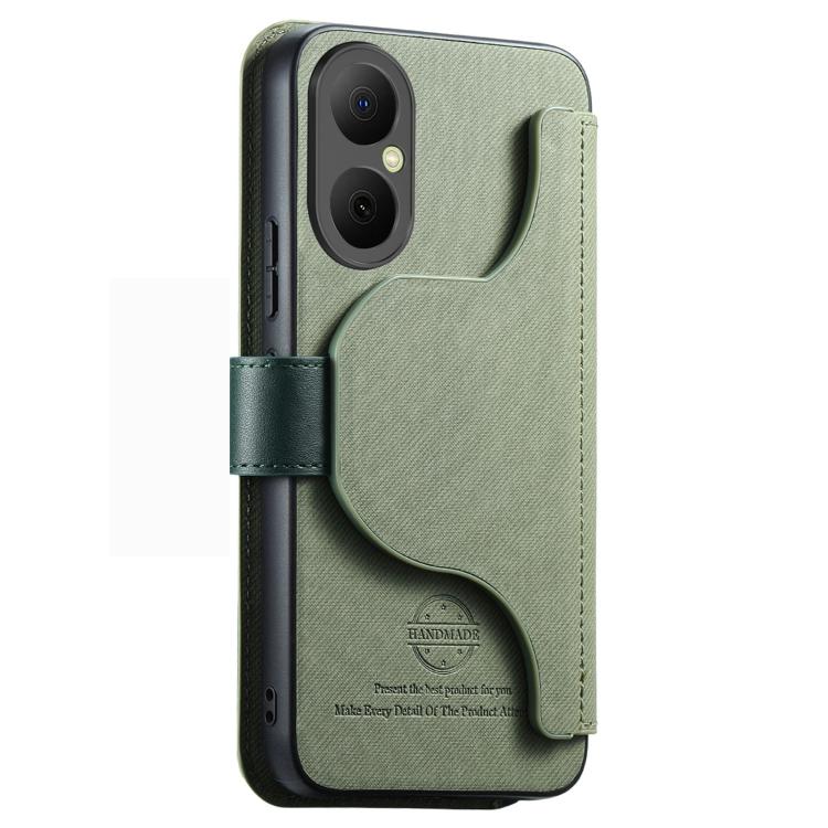 For Huawei Enjoy 80 Twill Fabric MagSafe RFID Anti-theft Zipper Wallet Leather Phone Case