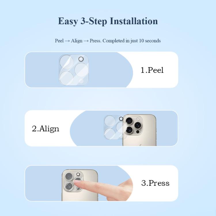 For iPhone 16 Pro / 16 Pro Max LeReach TF Series 3D Full Coverage Version HD Wear-Resistant Camera Lens Glass Film
