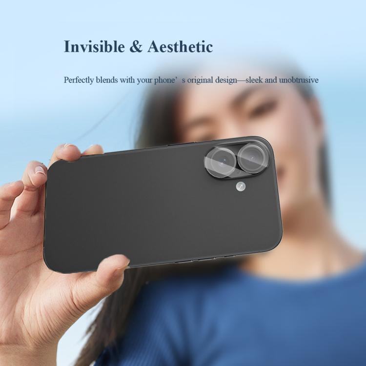 For iPhone 16 / 16 Plus 2pcs/Set LeReach TF Series 3D Full Coverage Version HD Wear-Resistant Camera Lens Glass Film