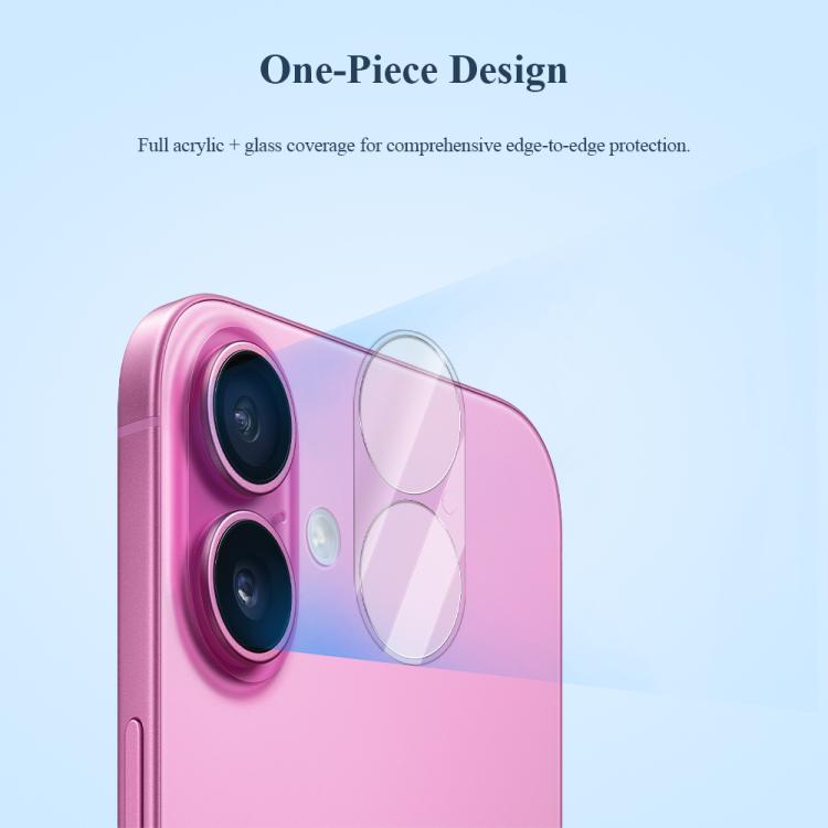 For iPhone 16 / 16 Plus 2pcs/Set LeReach TF Series 3D Full Coverage Version HD Wear-Resistant Camera Lens Glass Film