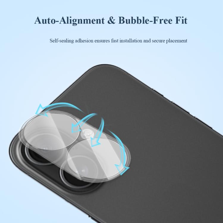 For iPhone 16 / 16 Plus 2pcs/Set LeReach TF Series 3D Full Coverage Version HD Wear-Resistant Camera Lens Glass Film