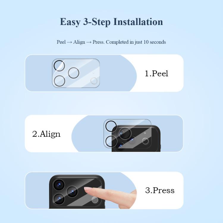 For iPhone 17 Pro Max LeReach TF Series 3D Full Coverage Version HD Wear-Resistant Camera Lens Glass Film